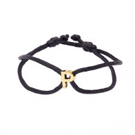 Pulseira em Ouro 18k Fio Cetim com Pingente Letra P Polido