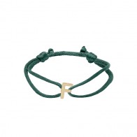Pulseira em Ouro 18k Fio Cetim com Pingente Letra F Polido