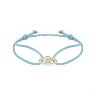 Pulseira em Ouro 18k Fio Cetim com Pingente Olho Grego Polido
