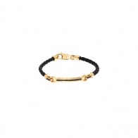 Pulseira em Ouro 18k Alpha Leather Straight com 19 Diamantes Black