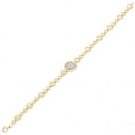Pulseira em Ouro 18k Corações Degrades Polida com 33 Brilhantes
