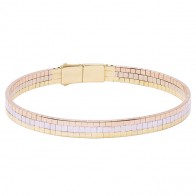 Bracelete em Ouro Tricolor 18k 3 Fios Quadradinhos Polido