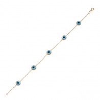 Pulseira em Ouro 18k Elo Português 18cm com Olho Gregos