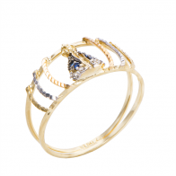 Anel Tricolor Aro Duplo Nossa Sra. Aparecida Com Zircônias