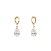 Brinco em Ouro 18k Gota com Zircônia