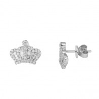 Brinco em Ouro Branco 18k Coroa com Diamantes