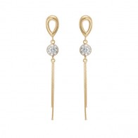 Brinco em Ouro 18k Gota Vazada com Zircônia e Fios