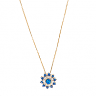 Gargantilha Chuveiro Flor com 11 Safiras e 10 Brilhantes