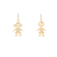 Pingente em Ouro 18k Menina/Menino Fosco - P