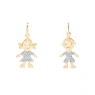 Pingente em Ouro 18k Menina/Menino Fosco Bicolor - M