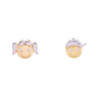 Pingente em Ouro 18k Menina/Menino bicolor com Zircônias 