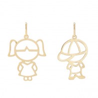Pingente em Ouro 18k Menina/Menino Vazado - Grande