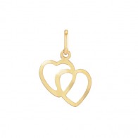 Pingente em Ouro 18k Coração Duplo Vazado