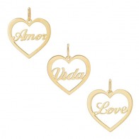 Pingente em Ouro 18k Coração - Manuscrito