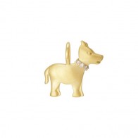 Pingente Cachorro Fosco com 3 Brilhantes