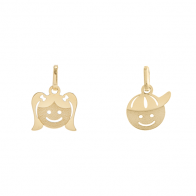 Pingente em Ouro 18k  Menina/Menino Fosco e Polido