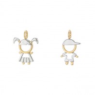 Pingente em Ouro 18k  Menina/Menino Vazado - Bicolor
