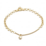 Pulseira elo português com coração 18cm -3.70grs