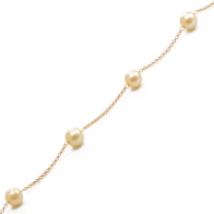 Pulseira Elo Português 18cm - Com Pérolas 6mm