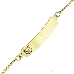 Pulseira em Ouro 18k Infantil Grumet 14cm com Chapa Urso - 1.10g