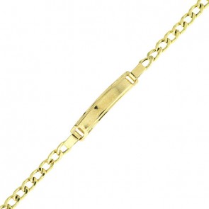 Pulseira em Ouro 18k Infantil Grumet 14cm Oca Com Chapa - 1.80g