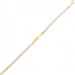 Pulseira em Ouro 18k Infantil Grumet 14cm Oca Com Chapa - 1.90g