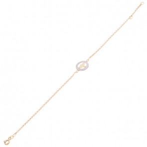 Pulseira Elo Português Espírito Santo Bicolor 18cm - 1.50gr