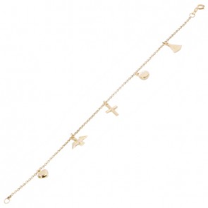 Pulseira Elo Português com Berloques Religiosos 18cm - 2.90gr