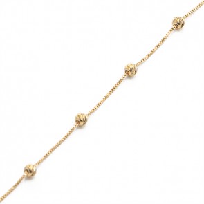 Pulseira Ouro Veneziana 18cm Com Bolinhas Diamantada - 1.20gr