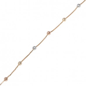 Pulseira 15cm veneziana com bolinhas diamantadas 1.10grs