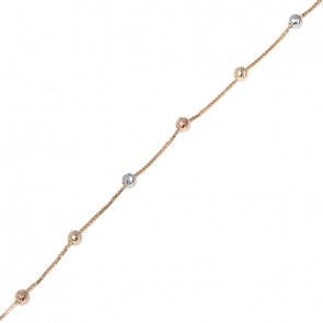 Pulseira 15cm veneziana com bolinhas diamantadas 1.00grs