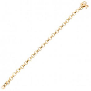 Pulseira em Ouro 18k Elo Português com Fecho Cadeado Coração 19cm - 5.40g