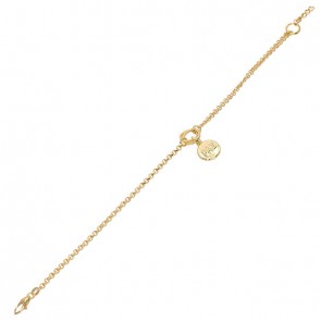 Pulseira em Ouro 18k Meio Elo Português Meio Bailarina com Berloque Paz 18cm - 3.30g