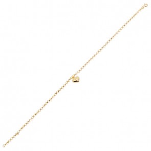 Tornozeleira em Ouro 18k Elo Português com Berloque Coração - 2.50g
