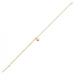 Tornozeleira em Ouro 18k Elo Português com Berloque Coração - 2.40g