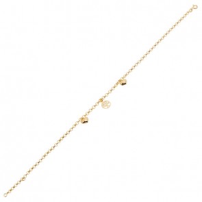 Tornozeleira em Ouro 18k Elo Português com 3 Berloques - 2.80g