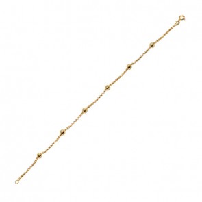 Pulseira em Ouro 18k Elo Português com Bolinhas 4mm 19cm - 1.80g