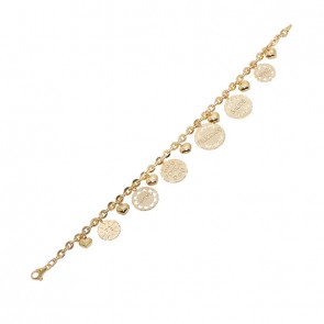 Pulseira em Ouro 18k Bailarina com Placas Fosco/Polido 19cm - 9.30g  
