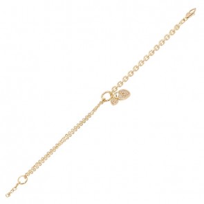 Pulseira em Ouro 18k 1/2 Bailarina 1/2 Cartie Berloque Coração Cravejado com Zircônias 18cm - 5.10g