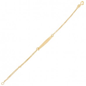 Pulseira em Ouro 18k Grumet com Chapa Navete  15cm - 1.10g