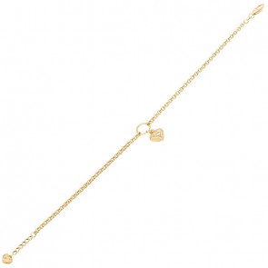 Pulseira em Ouro 18k Elo Português com Coração 19cm - 3.30g