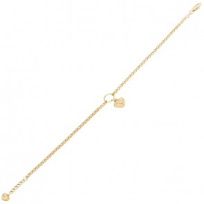 Pulseira em Ouro 18k Elo Português com Coração 19cm - 3.30g