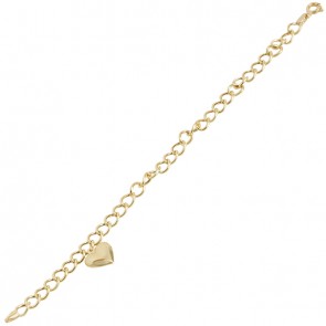 Pulseira em Ouro 18k  Groumet com Pingente Coração 19cm  - 5.60g