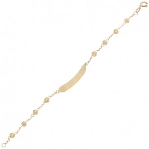 Pulseira Infantil Chapinha Elo Português 13cm com Bolinhas 3mm  - 1.20g 