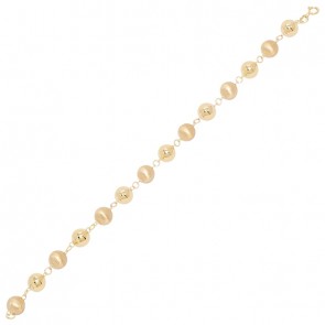 Pulseira em Ouro 18k Bolas 7mm Fosca/Polida 18cm - 7.90g