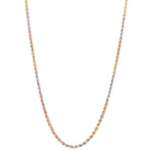 Corrente em Ouro 18k Cordão Laser Tricolor 50cm - 5.00g