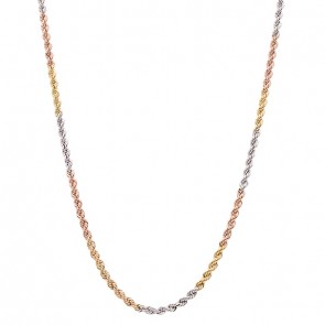 Corrente em Ouro 18k Cordão Laser Tricolor 40cm - 4.20g