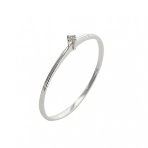 Anel em Ouro Branco 18k Solitário com 1 Diamante 2 Ponto