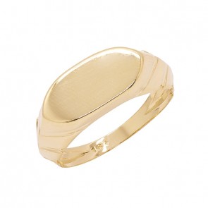 Anel em Ouro 18 Chapa Oval Polido  com Aro Trabalhado