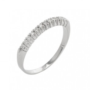 Meia Aliança em Ouro 18k  Branca Com 13 Diamantes 1 Pontos Cada com 0.13 cts               